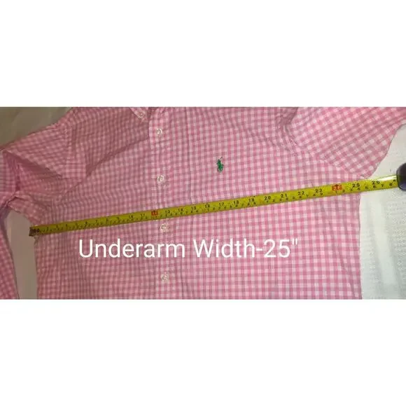 Ralph Lauren Gingham Shirt Mens XL Pink White Custom Cotton Resort Party Pony - Picture 12 of 16
